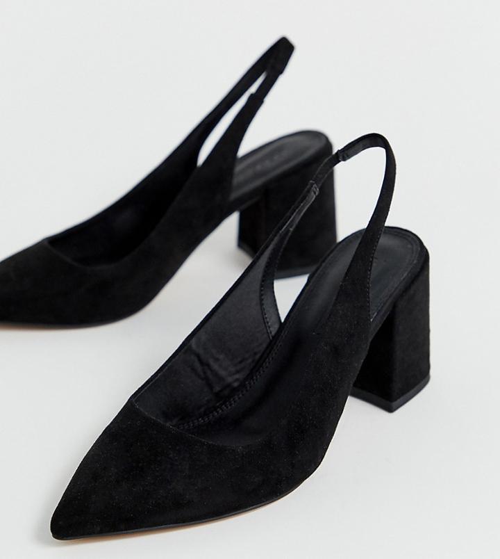 Asos Design Wide Fit Samson Slingback Mid Heels - Black