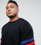 Asos Design Plus Oversized T-shirt With Contrast Sleeve Panels In Black - Black