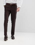 Asos Skinny Suit Pants In Wine Flecked Wool Blend - Red