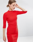 Asos Co-ord Sweater In Plated Rib - Red