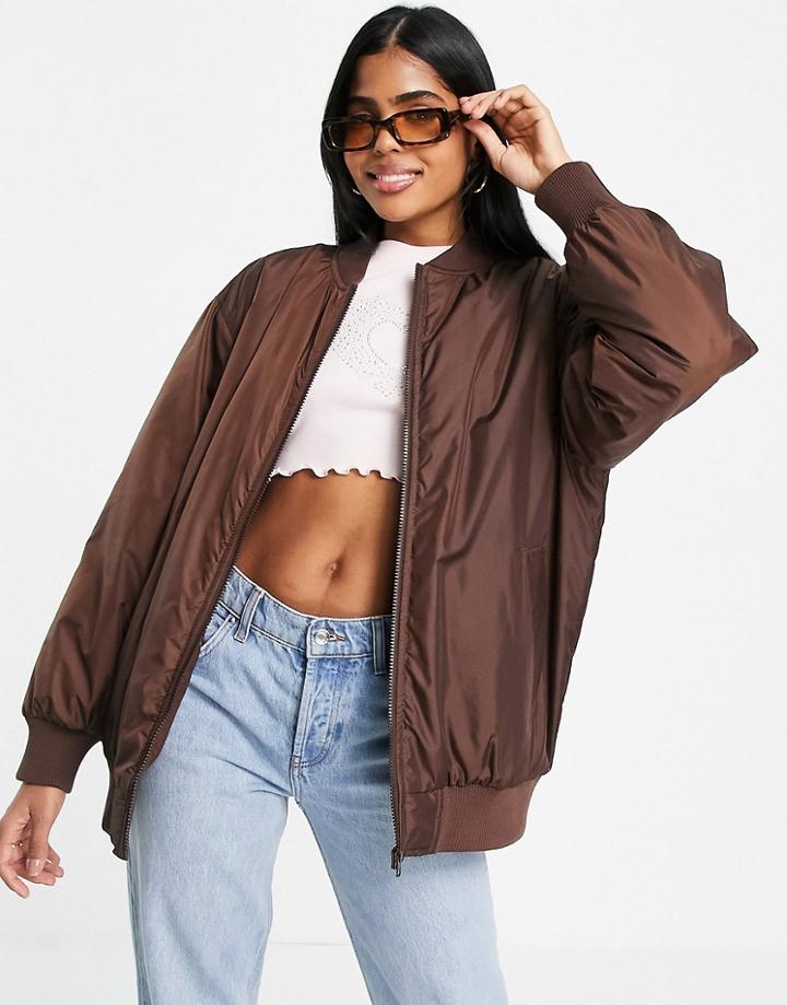 Asos Design Bomber Jacket In Brown