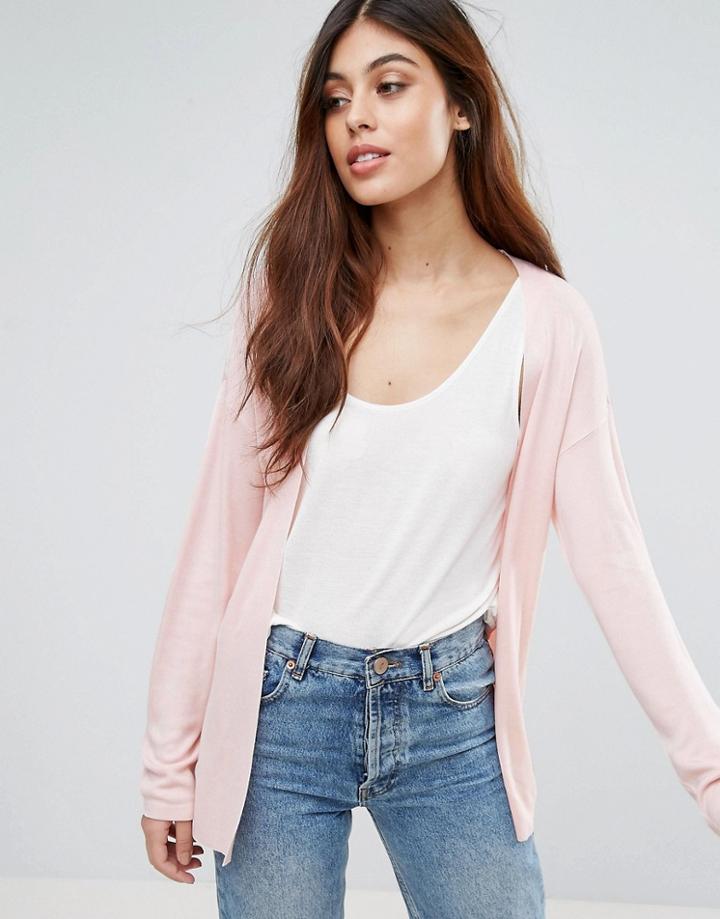 Warehouse Open Cardigan - Pink