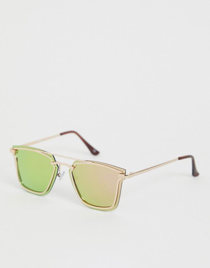 Jeepers Peepers Square Frame Sunglasses With Brow Bar Detail-pink