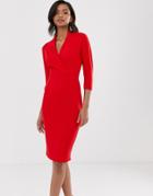 Closet Wrap Pencil Dress-red