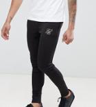 Siksilk Tall Skinny Track Joggers In Black With Gold Logo Exclusive To Asos - Black