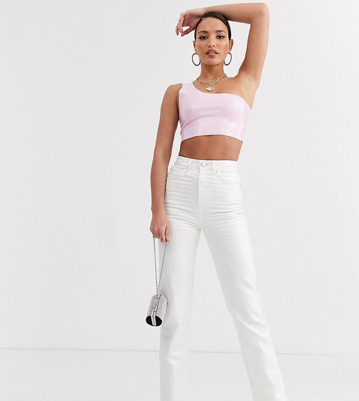 Asos Design Tall Florence Authentic Straight Leg Jeans In Iridescent Croc