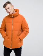 Pull & Bear Puffer Jacket In Orange - Orange