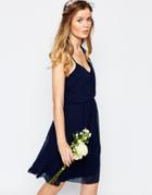 Vila One Shoulder Sash Dress - Navy
