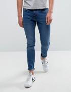 Mango Man Skinny Jeans In Mid Wash Blue - Blue