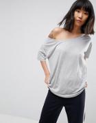 Asos Off Shoulder T-shirt - Gray