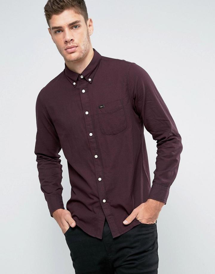 Lee Button Down Regular Fit Waffle Shirt - Red