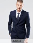 Only & Sons Skinny Double Breasted Blazer With Stretch - Black