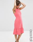 Asos Tall Structured Frill Hem Dress - Pink