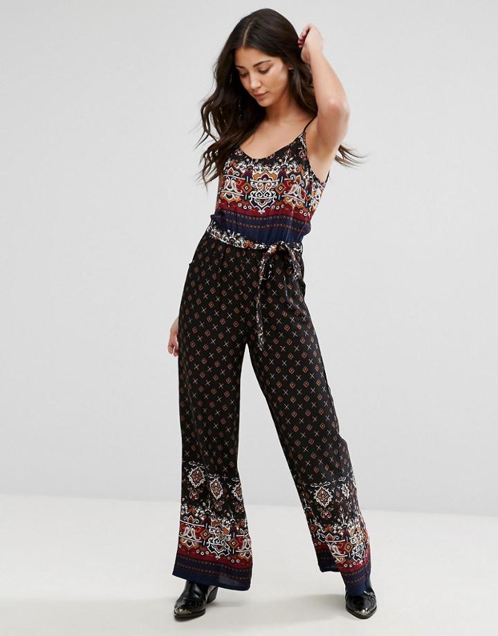 Brave Soul Printed Jumpsuit - Black