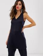Closet London Longline Tunic Top Two-piece In Navy-blue