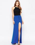 Millie Mackintosh Maxi Skirt With Thigh Split - Blue