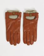 Boardmans Leather Gloves With Ribbed Cuff In Brown