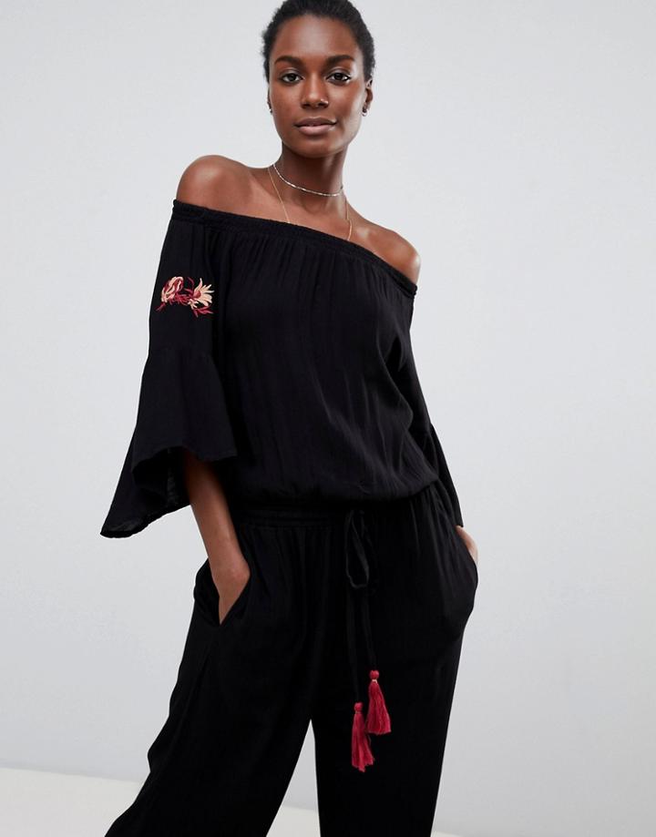Raga Avalon Off Shoulder Jumpsuit - Black