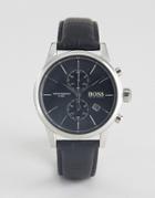Boss 1513279 All Black Leather Watch - Black