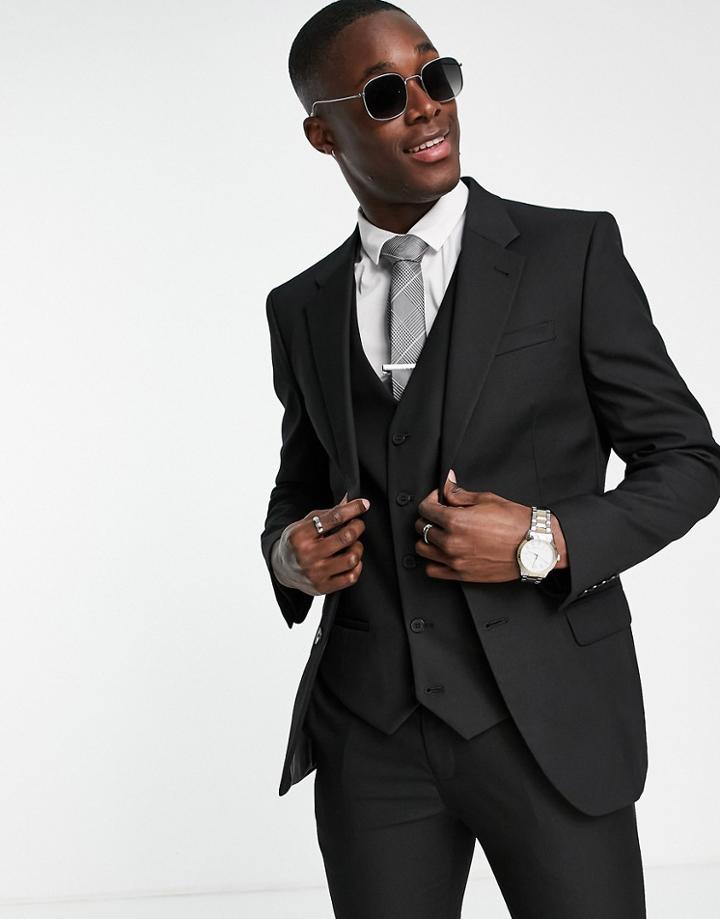 River Island Skinny Suit Jacket In Black