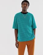 Collusion Striped T-shirt In Towel Fabric In Blue - Multi