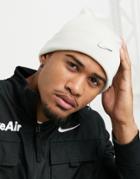 Nike Swoosh Beanie In Cream-white