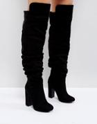 Truffle Collection Slouch Knee High Boot - Black