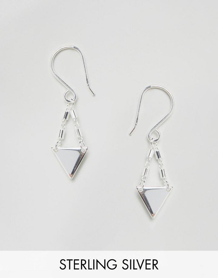 Asos Sterling Silver Mini Triangle Drop Earrings - Silver