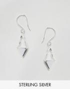 Asos Sterling Silver Mini Triangle Drop Earrings - Silver