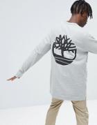 Timberland Oversized Crew Neck Sweatshirt Back Tree Logo In Gray Marl - Gray