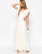 Asos Wedding Corsage Wrap Maxi Dress - White