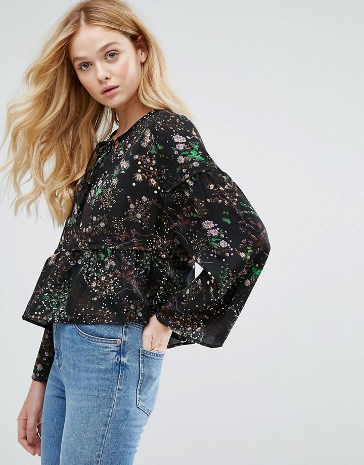 Walter Baker Kelsey Top In Desert Bloom - Black