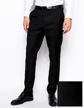 Asos Slim Fit Tuxedo Pants In 100% Wool - Black