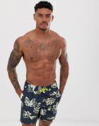 Bellfield Floral Print Swim Short - Navy