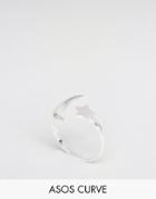Asos Curve Sterling Silver Moon & Star Ring - Silver