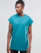Asos Oversized Sleeveless T-shirt In Teal Marl - Green Blue Slate