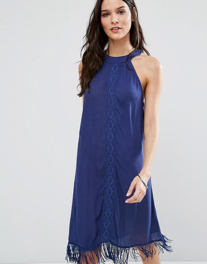 Anmol High Neck Mini Beach Dress - Navy