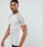 Asos Tall Longline Muscle T-shirt With Interest Fabric And Side Zips - Gray
