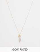 Mirabelle Agate Gray Drop Necklace With 45cm Gold Plated Chain - Gold
