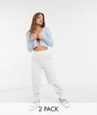 New Look 2-pack Oversized Cuffed Sweatpants In Black And Gray-grey