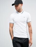 Armani Jeans Slim Fit Pique Polo Tipped Logo In White - White