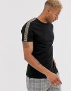 Asos Design T-shirt With Geo Taping In Black