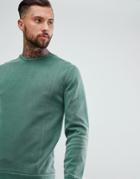 Asos Design Sweatshirt In Overdyed Green Pique - Green