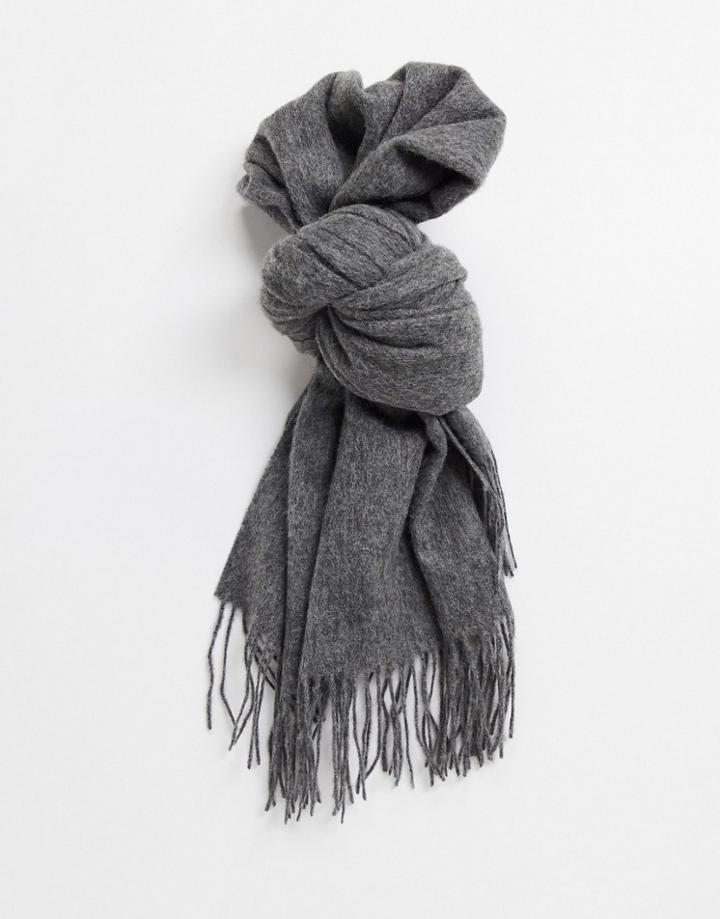 Asos Design 100% Wool Scarf In Gray-grey