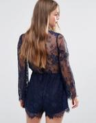 Love & Other Things Lace Romper - Blue