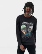 Asos Design Metallica Skull Relaxed Long Sleeve T-shirt - Black