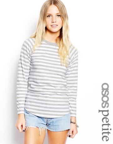 Asos Petite Baseball Top In Stripe
