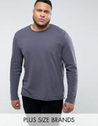 Another Influence Plus Basic Raw Edge Long Sleeve Top - Navy