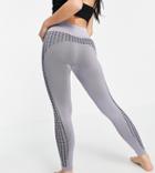 Asos 4505 Petite Seamless Yoga Legging With Contour Check Panelling-purple