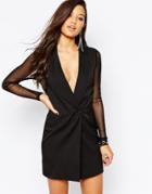Missguided Tailored Blazer Dress With Mesh Arms And Back - Black